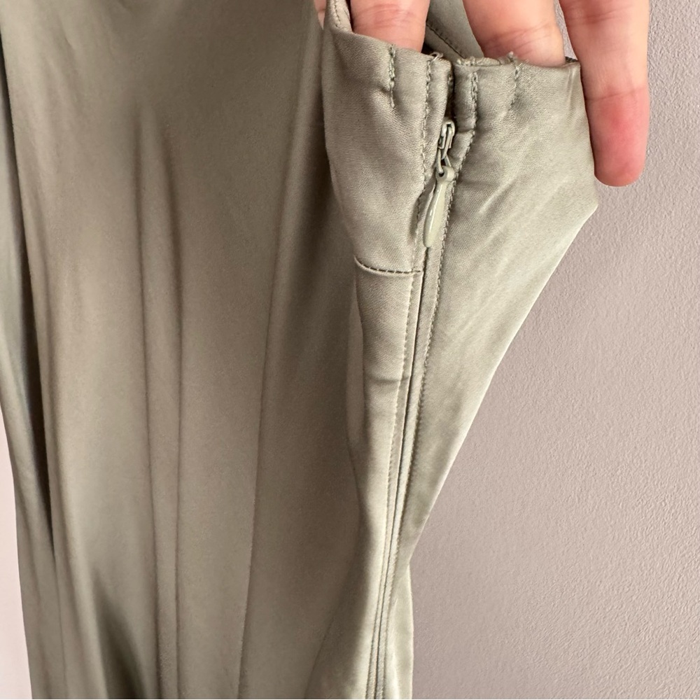 Abercrombie Sage Green Satin Slip Dress Size XXL Spaghetti Strap Minimal - Picture 6 of 11